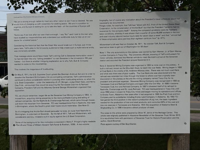 Why President Taft Came to Sewanee (Part II) Marker image. Click for full size.