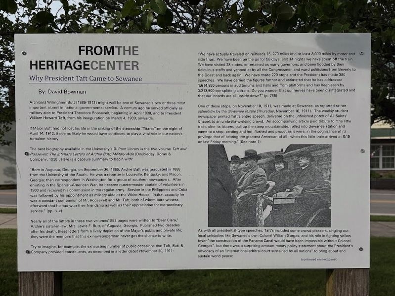 Why President Taft Came to Sewanee Marker image. Click for full size.