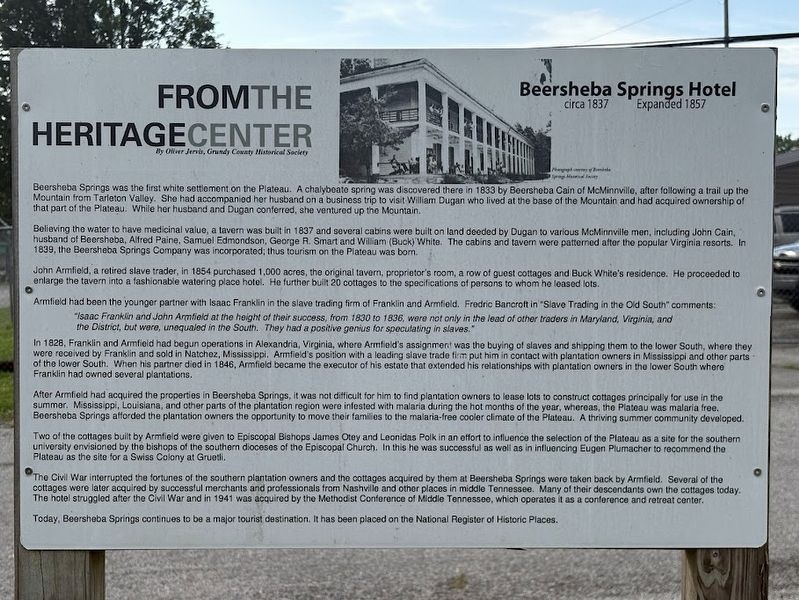 Beersheba Springs Hotel Marker image. Click for full size.
