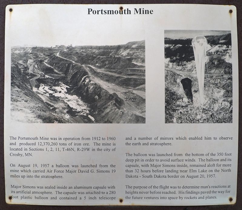 Portsmouth Mine Marker. Click for full size. Portsmouth Mine Marker image. Click for full size.