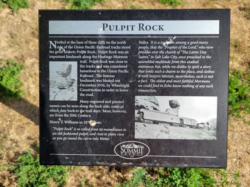 Pulpit Rock Marker. Click for full size. Pulpit Rock Marker image. Click for full size.