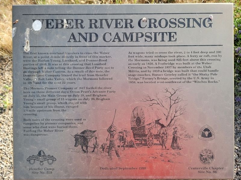 Weber River Crossing and Campsite Marker image. Click for full size.