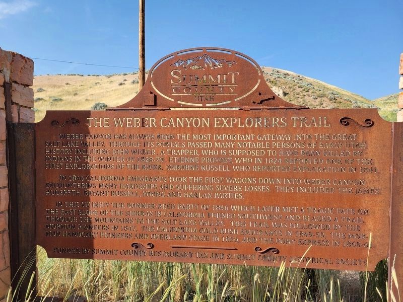 Weber Canyon Explorers Trail Marker image. Click for full size.