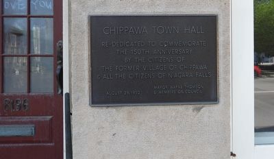 Chippawa Town Hall - This related plaque is the right of the main entrance image. Click for full size.