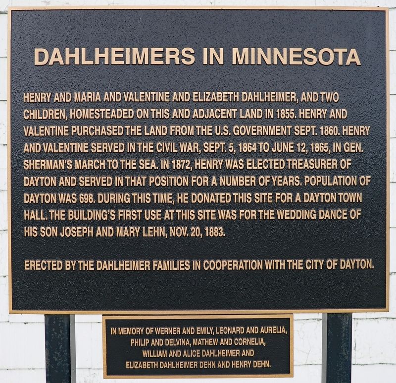 Dahlheimers in Minnesota Marker. Click for full size. Dahlheimers in Minnesota Marker image. Click for full size.