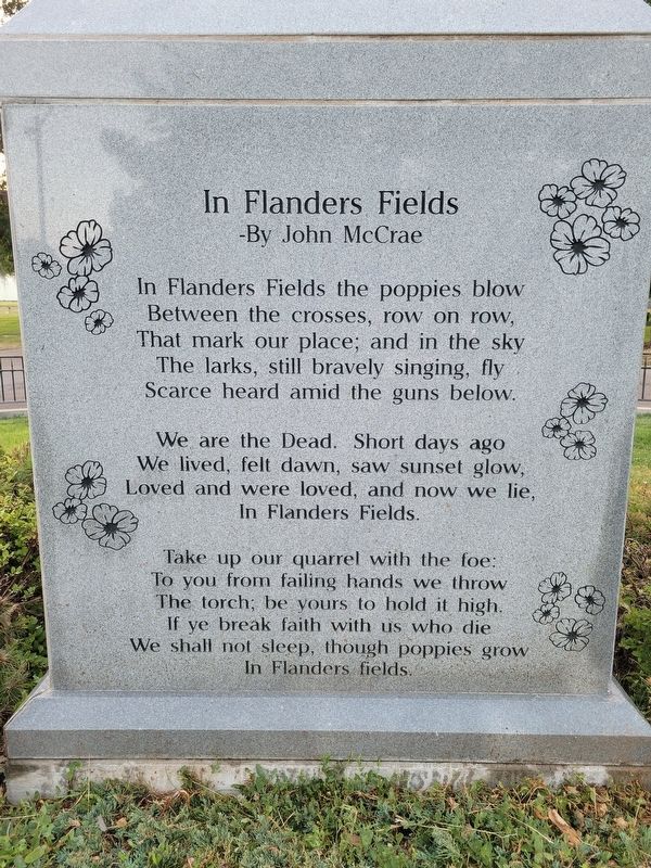 WWI Memorial Marker, Side Two. Click for full size. WWI Memorial Marker, Side Two image. Click for full size.