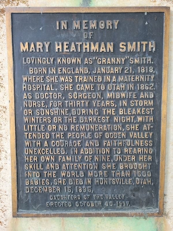 In Memory of Mary Heathman Smith Marker. Click for full size. In Memory of Mary Heathman Smith Marker image. Click for full size.