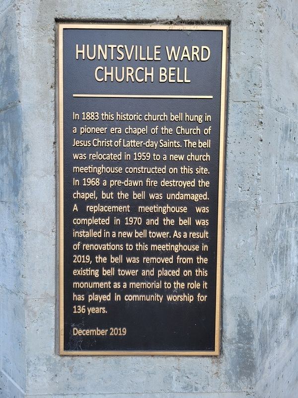 Huntsville Ward Church Bell Marker image. Click for full size.