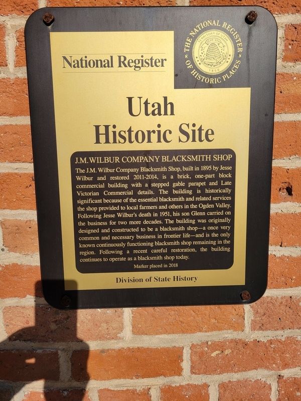 J.M. Wilbur Company Blacksmith Shop Marker image. Click for full size.