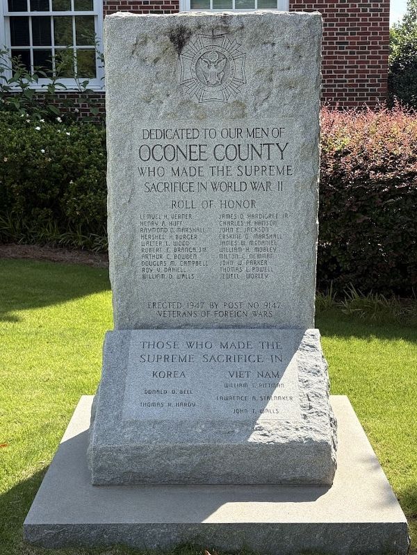 Oconee County War Memorial. Click for full size. Oconee County War Memorial image. Click for full size.