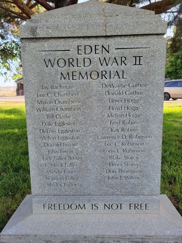Eden World War II MEmorial Marker image. Click for full size.
