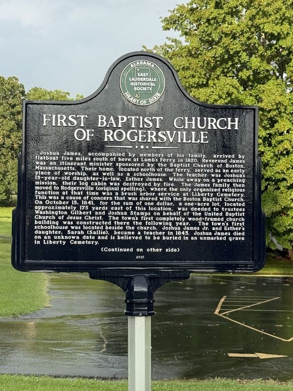 First Baptist Church of Rogersville Marker image. Click for full size.