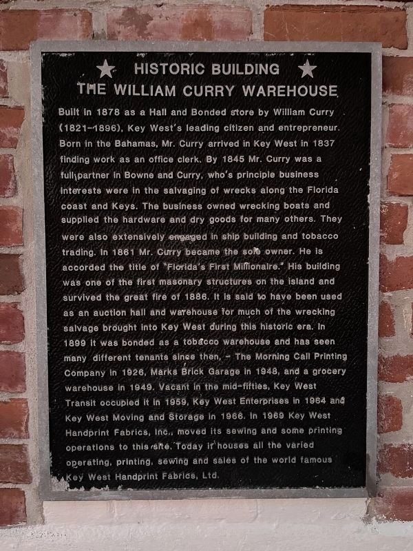 The William Curry Warehouse Marker. Click for full size. The William Curry Warehouse Marker image. Click for full size.