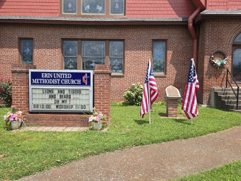 Erin United Methodist Church. Marker is right of the sign. Click for full size. Erin United Methodist Church. Marker is right of the sign image. Click for full size.