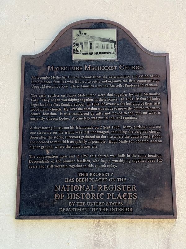 Matecumbe Methodist Church Marker. Click for full size. Matecumbe Methodist Church Marker image. Click for full size.