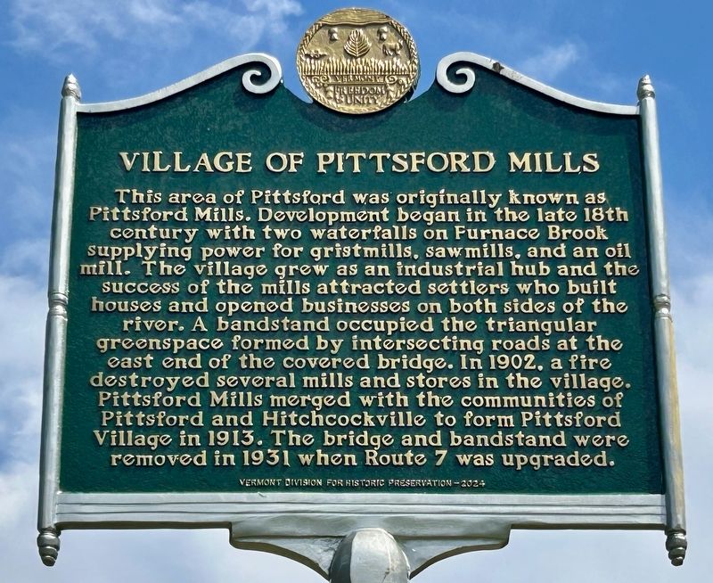 Village of Pittsford Mills side of marker. Click for full size. Village of Pittsford Mills side of marker image. Click for full size.