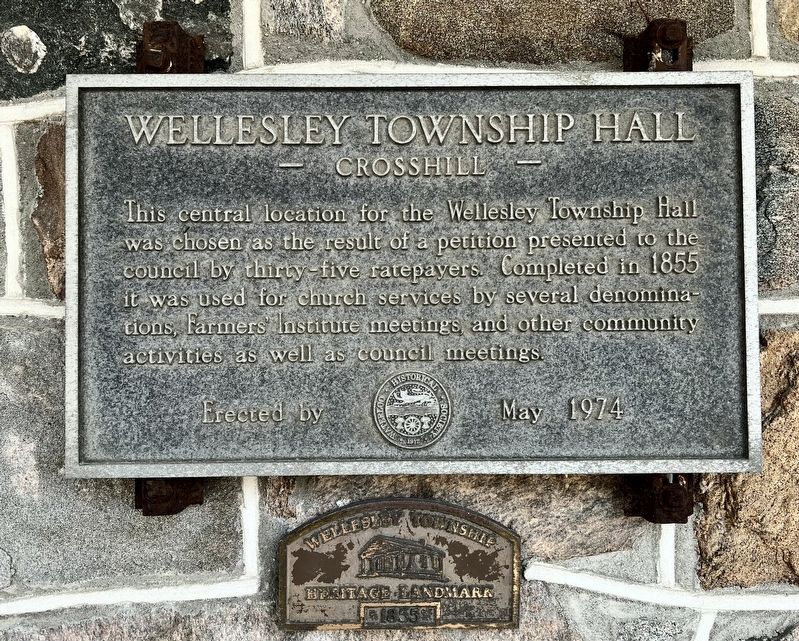 Wellesley Township Hall Marker. Click for full size. Wellesley Township Hall Marker image. Click for full size.