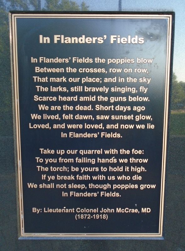 In Flanders' Fields Marker. Click for full size. In Flanders' Fields Marker image. Click for full size.