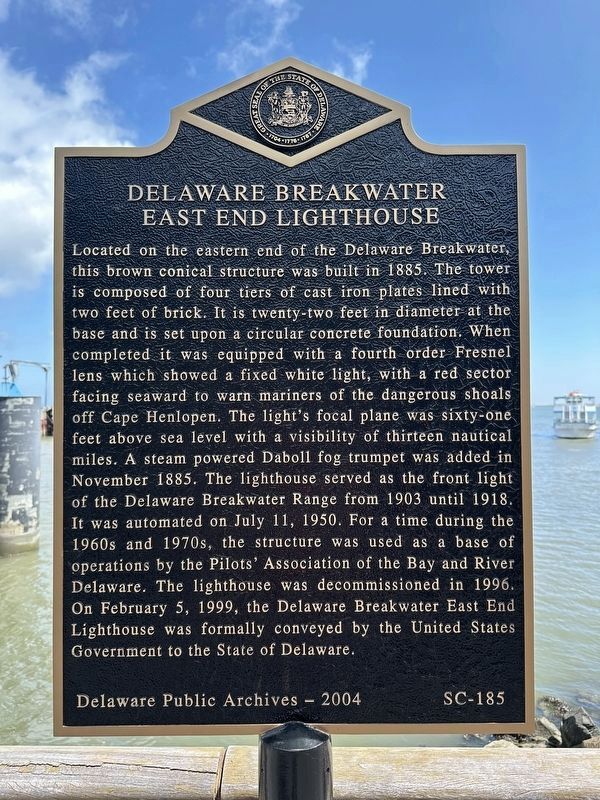 Delaware Breakwater East End Lighthouse Marker. Click for full size. Delaware Breakwater East End Lighthouse Marker image. Click for full size.
