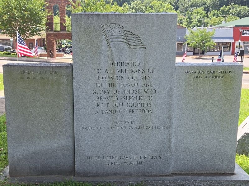 Dedicated to All Veterans of Houston County Marker, Side Two. Click for full size. Dedicated to All Veterans of Houston County Marker, Side Two image. Click for full size.