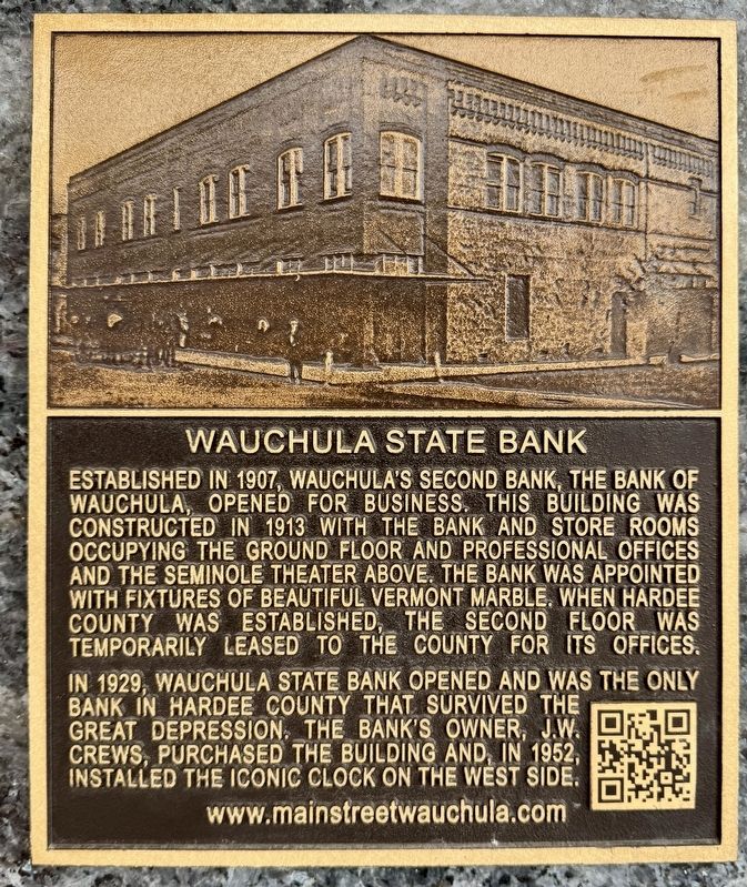 Wauchula State Bank Marker image. Click for full size.