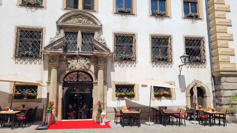 The entrance to the Baroque Town Hall and Marker. Click for full size. The entrance to the Baroque Town Hall and Marker image. Click for full size.
