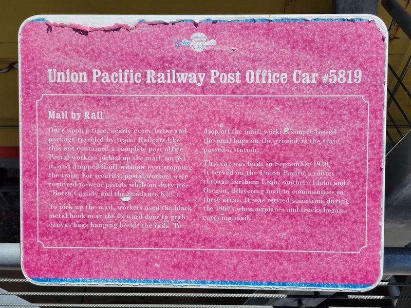 Union Pacific Railway Post Office Car Marker image. Click for full size.