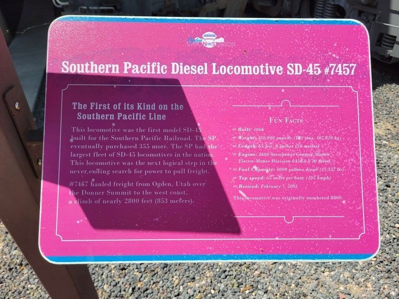 South Pacific Diesel Locomotive SD-45 Marker #7457 image. Click for full size.
