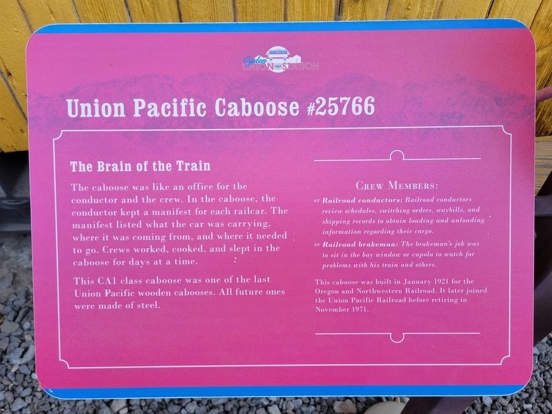 Union Pacific Caboose #25766 Marker image. Click for full size.