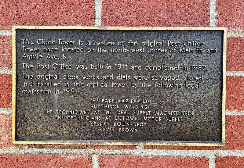 Listowel Post Office Tower Marker. Click for full size. Listowel Post Office Tower Marker image. Click for full size.