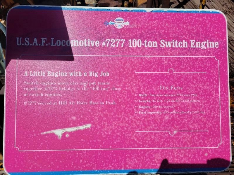 U.S.A.F. Locomotive #7277 100-ton Switch Engine Marker. Click for full size. U.S.A.F. Locomotive #7277 100-ton Switch Engine Marker image. Click for full size.