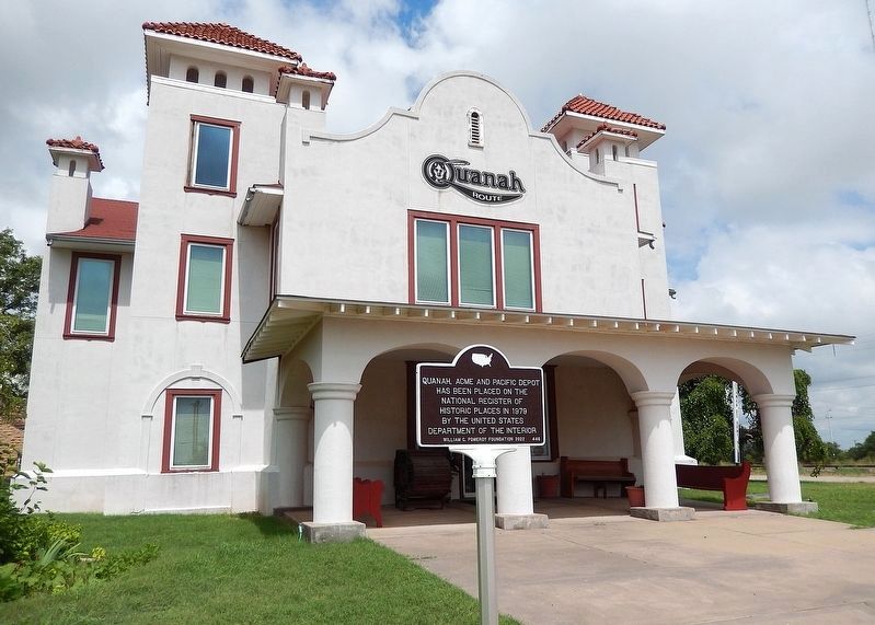 Quanah, Acme and Pacific Depot Marker. Click for full size. Quanah, Acme and Pacific Depot Marker image. Click for full size.