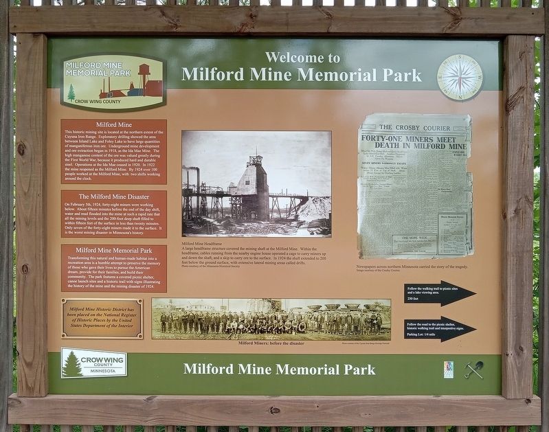 Welcome to Milford Mine Memorial Park Marker image. Click for full size.