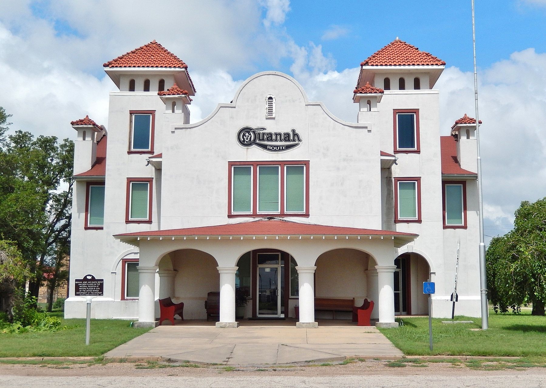 Quanah, Acme and Pacific Depot (<i>east/front elevation</i>). Click for full size. Quanah, Acme and Pacific Depot (<i>east/front elevation</i>) image. Click for full size.
