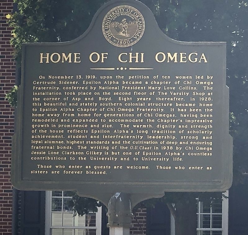 Home of Chi Omega Marker. Click for full size. Home of Chi Omega Marker image. Click for full size.