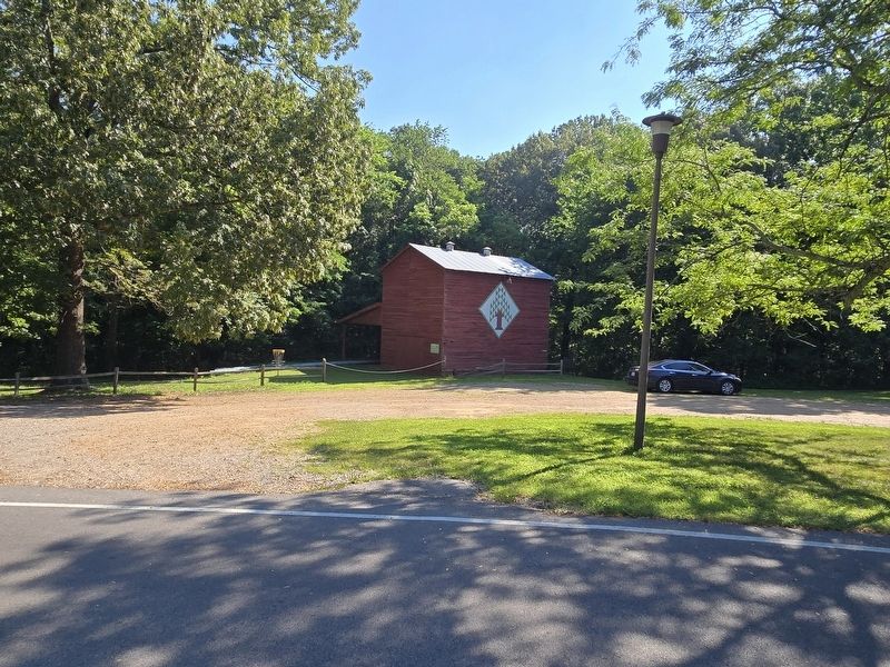 Ryan Farm Barn and Marker from Gil Hopson Drive. image. Click for full size.