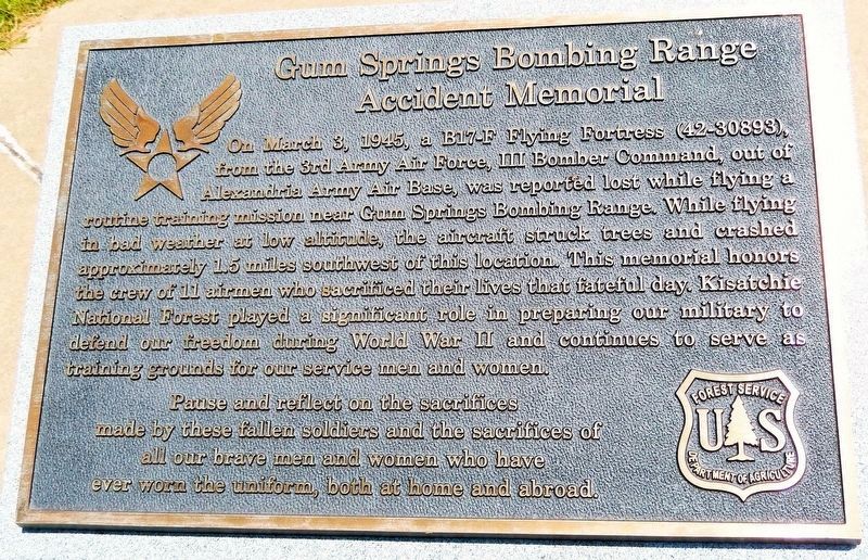 Gum Springs Bombing Range Accident Memorial<br>(<i>top panel</i>). Click for full size. Gum Springs Bombing Range Accident Memorial<br>(<i>top panel</i>) image. Click for full size.