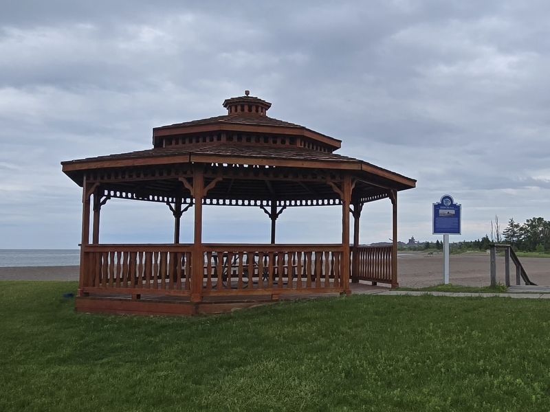 Calcite - The World's Largest Limestone Quarry Marker near the gazebo at Lakeside Park image. Click for full size.