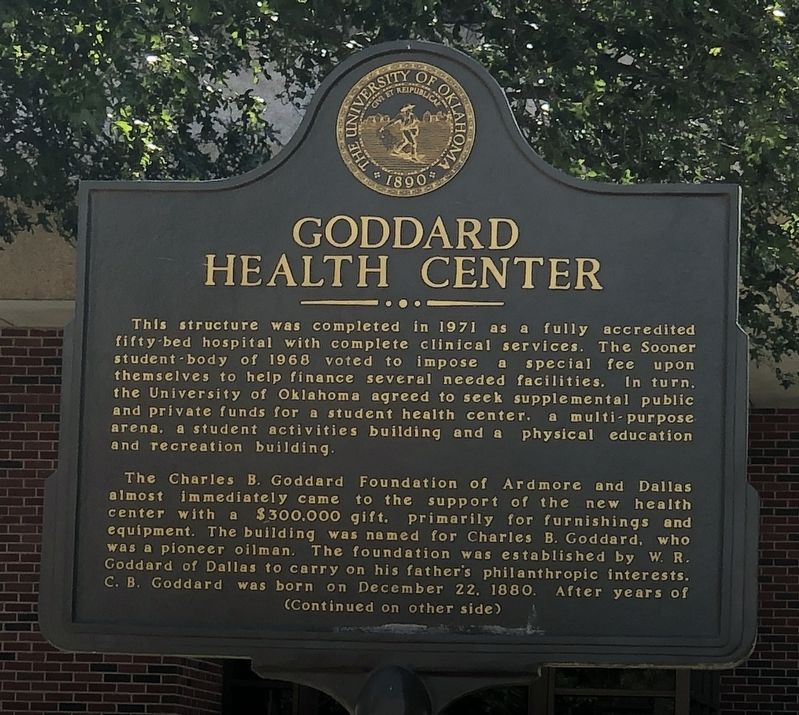Goddard Health Center Marker, Side One image. Click for full size.