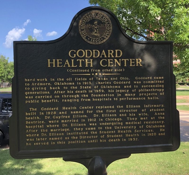 Goddard Health Center Marker, Side Two image. Click for full size.