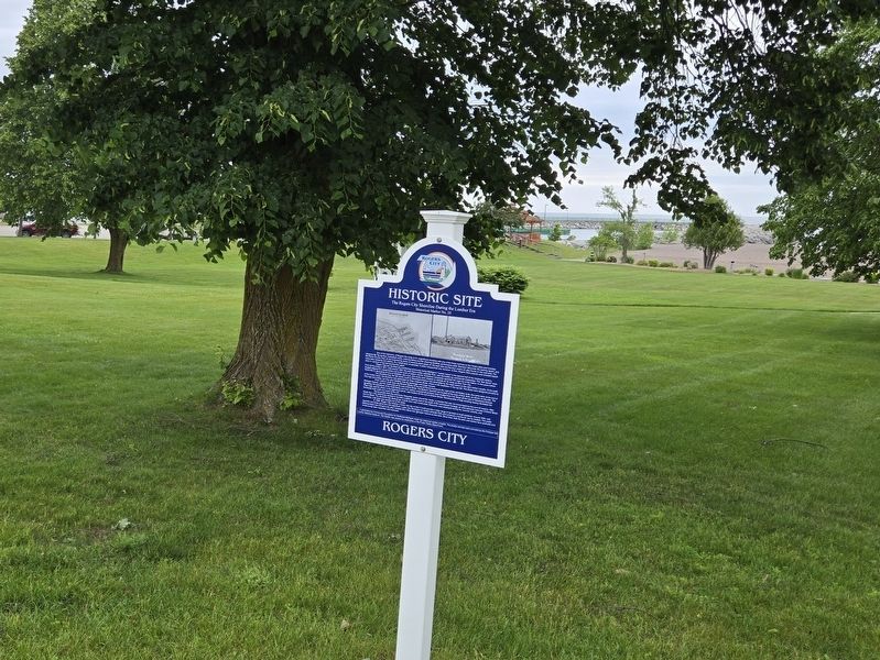 The Rogers City Shoreline During the Lumber Era Marker at Lakeside Park. Click for full size. The Rogers City Shoreline During the Lumber Era Marker at Lakeside Park image. Click for full size.