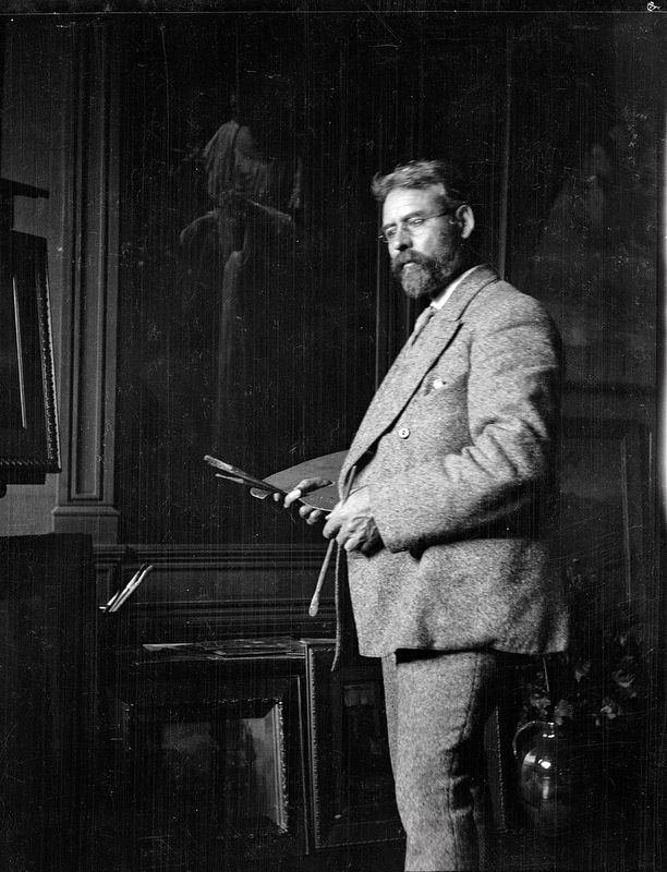 George Agnew Reid at home in 1925 image. Click for full size.
