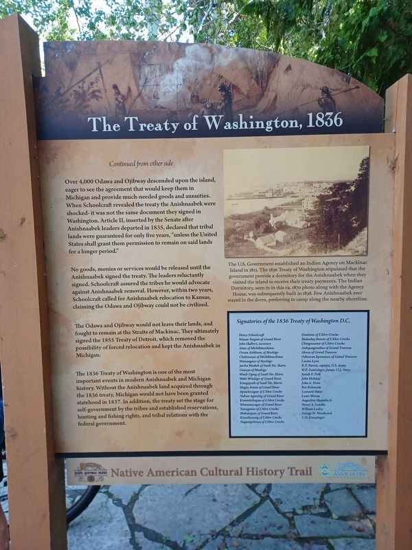 The Treaty of Washington, 1836 Marker, Side Two. Click for full size. The Treaty of Washington, 1836 Marker, Side Two image. Click for full size.