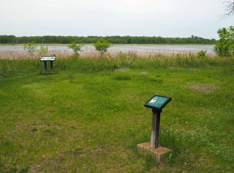 This marker and The Kathio Villages marker near the shore of Ogechie Lake. Click for full size. This marker and The Kathio Villages marker near the shore of Ogechie Lake image. Click for full size.