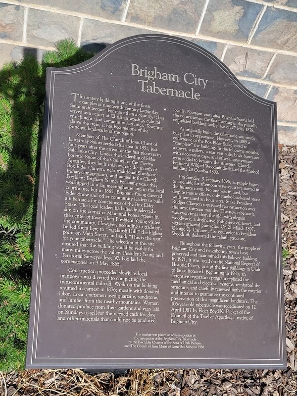 Brigham City Tabernacle Marker. Click for full size. Brigham City Tabernacle Marker image. Click for full size.