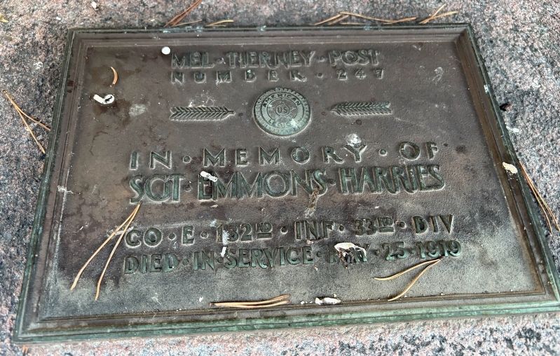 Sgt. Emmons Harries Marker. Click for full size. Sgt. Emmons Harries Marker image. Click for full size.