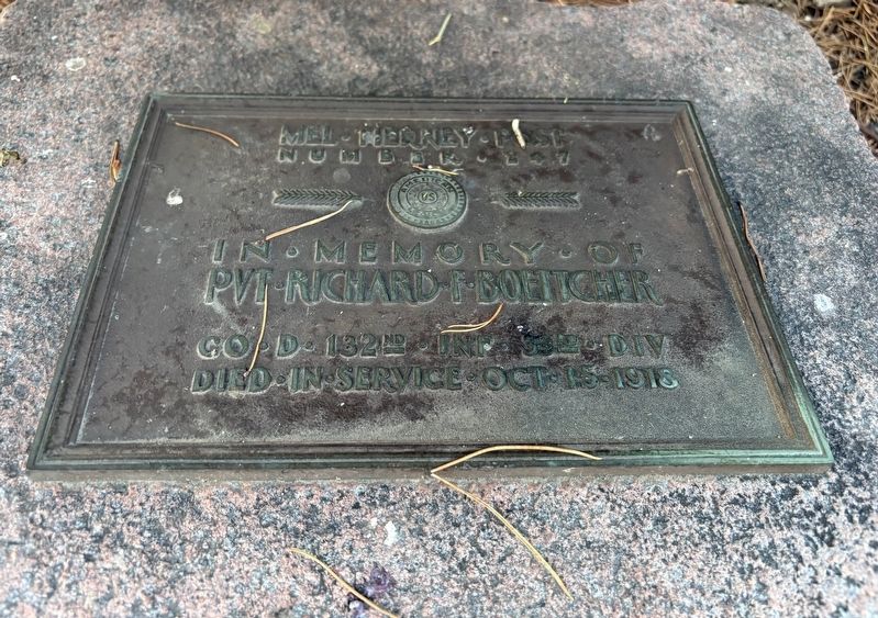 Pvt. Richard F. Boettcher Marker. Click for full size. Pvt. Richard F. Boettcher Marker image. Click for full size.