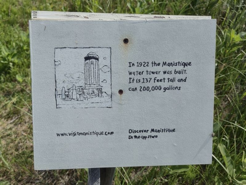 Manistique Water Tower Marker. Click for full size. Manistique Water Tower Marker image. Click for full size.