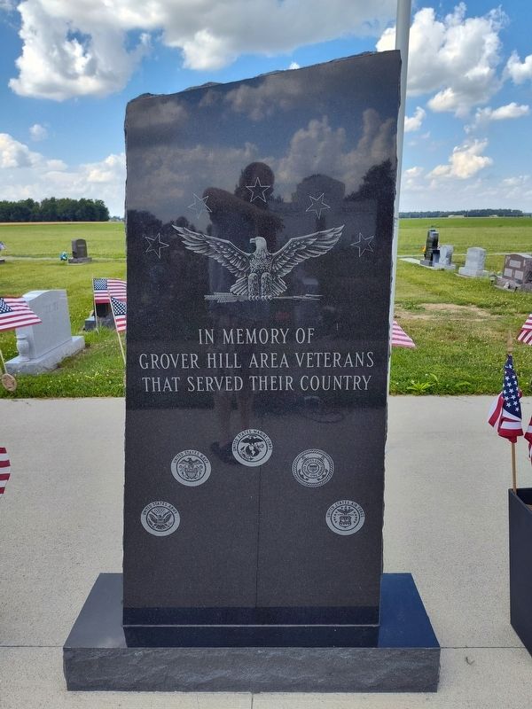 Grover Hill Area Veterans Memorial Marker. Click for full size. Grover Hill Area Veterans Memorial Marker image. Click for full size.