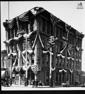 Old City Hall with Flags and Bunting, 664 Fifth Avenue at G image. Click for full size.